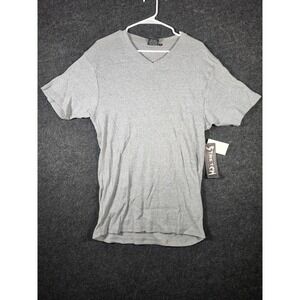 Kustom Shirt Mens XL Gray Regular Fit Short Sleeve Stretch V Neck Y2K NWT